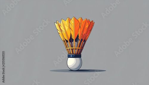 Colorful shuttlecock isolated on gray background.