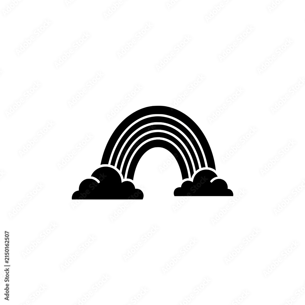 Obraz premium Stylized rainbow between two fluffy clouds