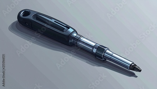 Isolated black screwdriver on gray background.