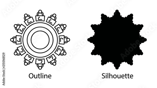 Canvastavla Mandala Outline and Silhouette: A comparative graphic displaying a traditional mandala outline with intricate geometric patterns, next to its stark black silhouette