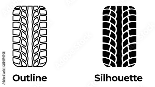 Konstfotografi Tire Tread Outline and Silhouette: A comparative graphic showcasing the outline and silhouette of two distinct tire treads