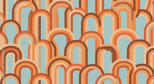 Retro geometric arch pattern in warm sunset colors