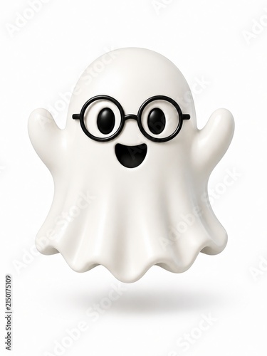 Happy ghost wearing round glasses for Halloween