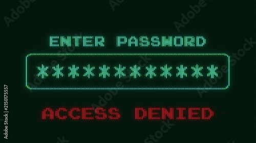 Retro-Futuristic pixelate Monitor synthwave style. Retro CCTV or VHS pixel Wireframe. Digital background. 80s, 90s Retro futurism, Retro wave cyberpunk grid matrix style. Enter Password Access Denied