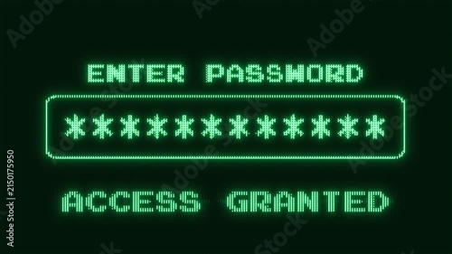 Retro-Futuristic pixelate Monitor synthwave style. Retro CCTV or VHS pixel Wireframe. Digital background. 80s, 90s Retro futurism, Retro wave cyberpunk grid matrix style. Enter Password Access Granted