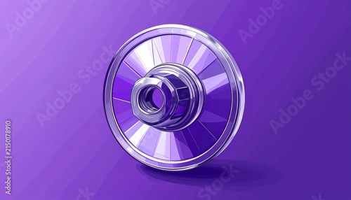 Shiny Transparent CD Disc on Purple Background.