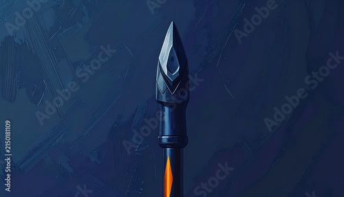 Futuristic Spear with Glowing Tip Against Dark Background.