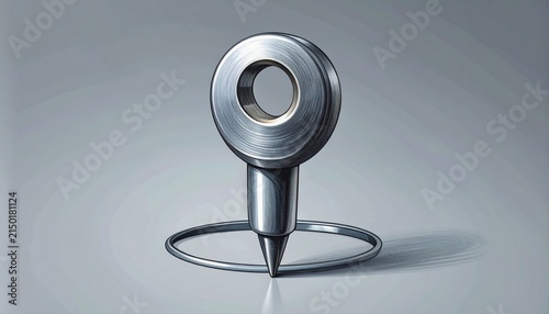 Modern metallic pushpin on smooth surface.