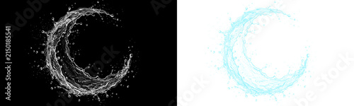 Fotografía Water splash in the shape of a crescent moon isolated on transparent background
