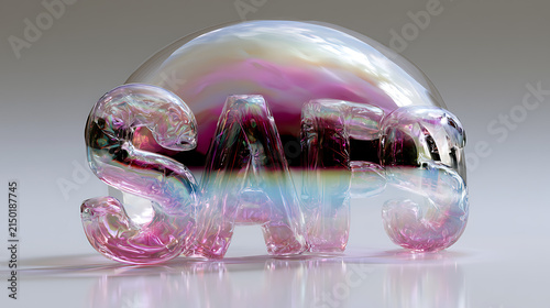 macro shot of glossy iridescent bubbles showing rainbow colors representing abstract fluid texture and dreamy background design