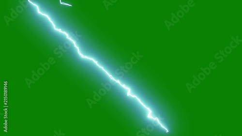 Energy thunder electricity glow effect, dramatic thunder flash and glowing energy burst, seamless storm overlay animation, electric lightning strike effect on green screen. 4k