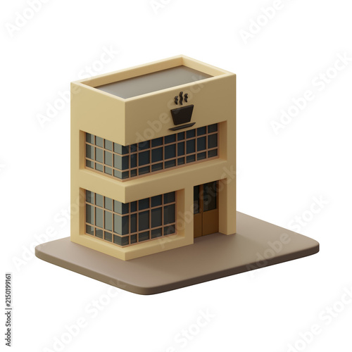 Coffee Shop Building 3d illustration