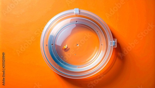 Small goldfish swimming in a clear plastic container.
