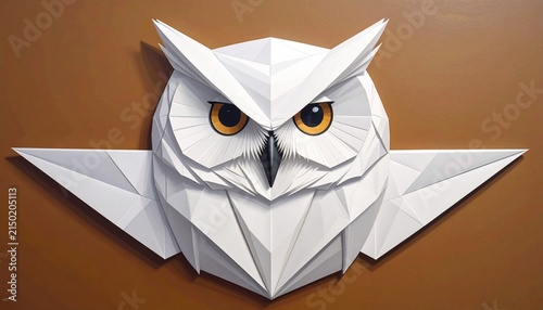 Detailed origami owl wall art with geometric folds.