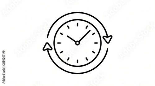 Minimalist Clock and Time Icon Collection with Alarm, Stopwatch, Hourglass and Watch Symbols