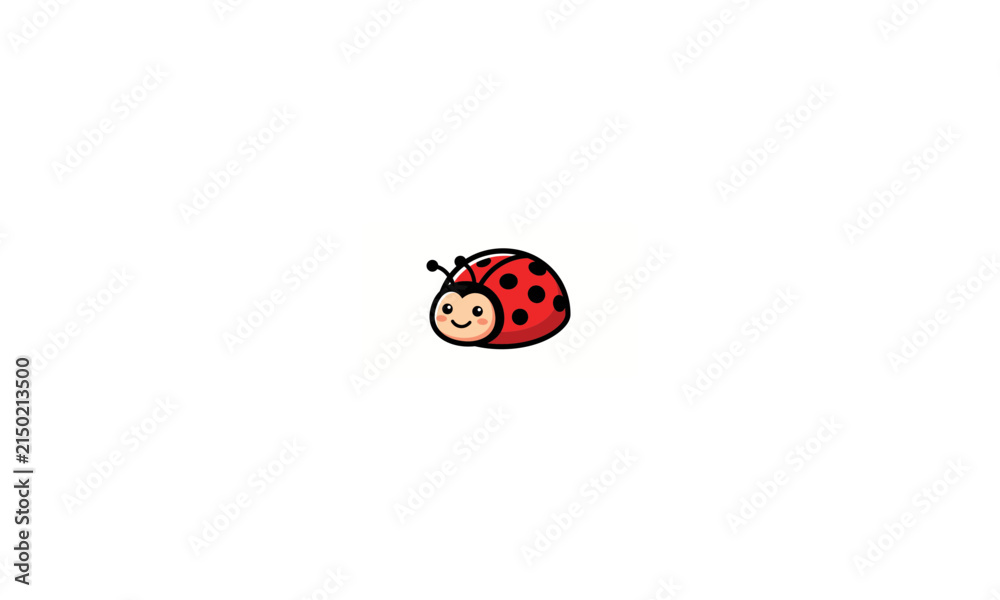 Fototapeta premium Cute red ladybug with black spots crawling