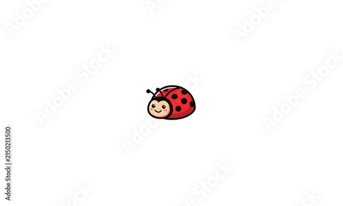 Cute red ladybug with black spots crawling