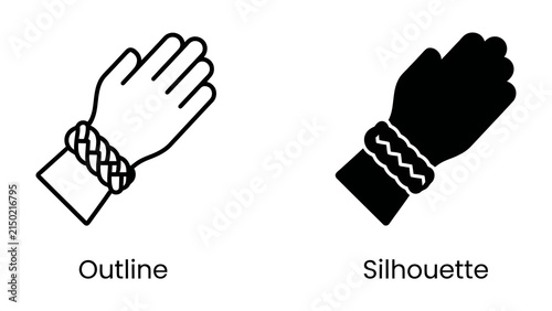 Fotografie Praying Hands Icon: An icon depicting a pair of hands in prayer, with one in outline and the other as a silhouette, representing faith and spirituality