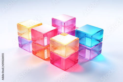 Awesome Vibrant glass cubes on a clean white background
