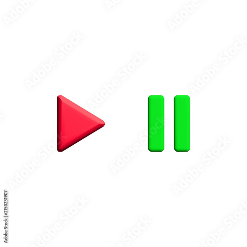 3D Play and Pause Media Icons PNG