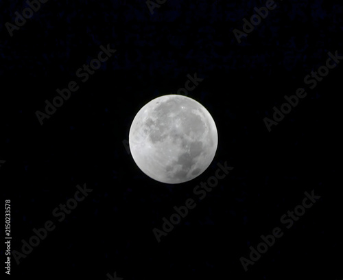Obraz na plátně Full Moon in Night Sky with Lunar Surface Details