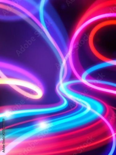 Neon glow abstract background with swirling shapes, wallpaper, abstract