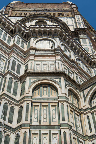 The landmark cathedral of santa maria del fiore on a blue sky sunny day in Florence italy