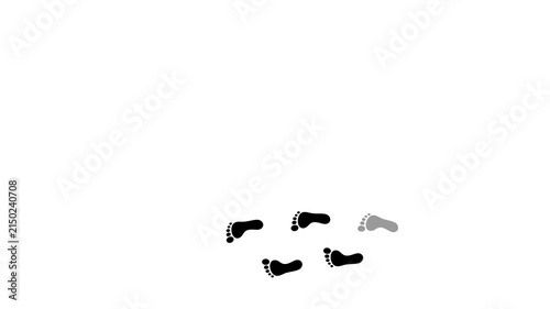 Human footprints animation. Motion graphics with alpha channel.