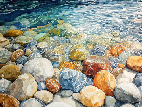 Transparent Water Gliding Over Rounded River Stones