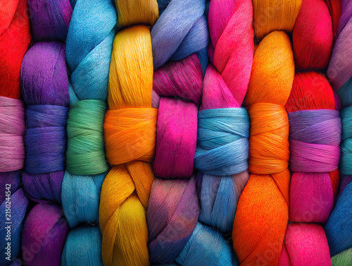 Vibrant Interwoven Threads Forming a Stunning Textile Pattern