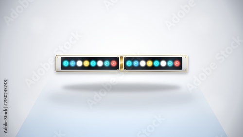 Emergency light bar with multicolored flashing LEDs on white studio background