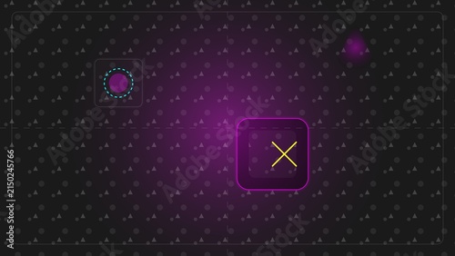 Dark abstract digital user interface background with glowing neon geometric shapes