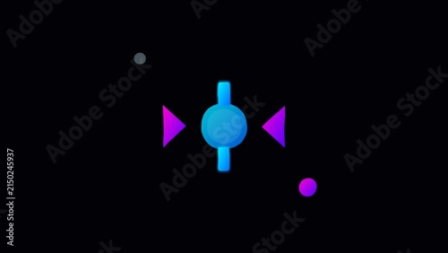 Glowing neon abstract shapes floating against dark background