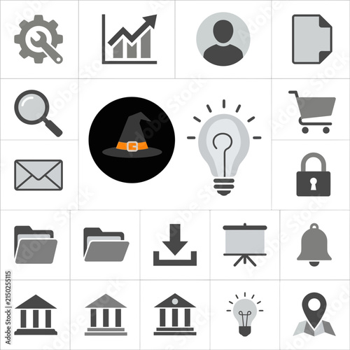 Mixed icon set featuring business and Halloween elements.
