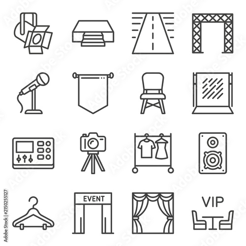 Professional event and theater production icons.