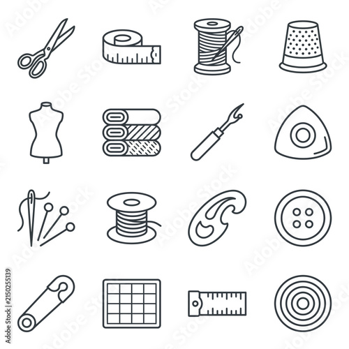 Professional sewing and textile tool icons.