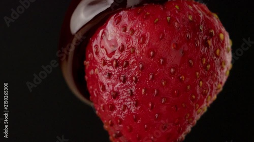 macro strawberry chocolate drip slow motion liquid cocoa delicious food lust
