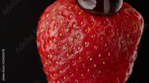 macro strawberry chocolate drip slow motion liquid cocoa delicious food lust