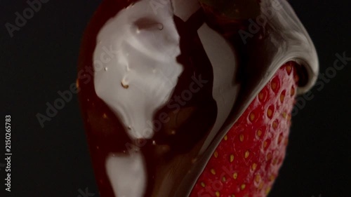 macro strawberry chocolate drip slow motion liquid cocoa delicious food lust