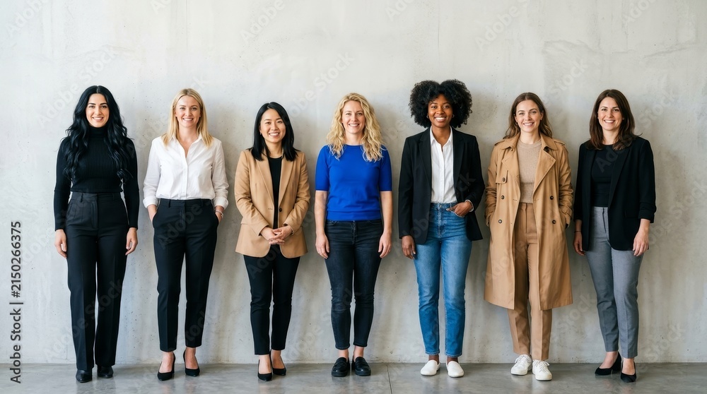 Obraz premium Diverse Multicultural Team of Successful Business Women Standing in a Row