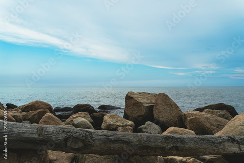 Rocky Coastline Along Long Island Sound at Hammonasset Beach State Park