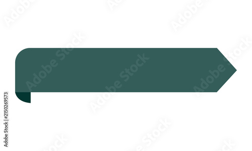 Fotografie Dark green folded ribbon banner with pointed arrow end serves as professional text header or navigation button for corporate websites and presentation slides featuring flat minimalist design style