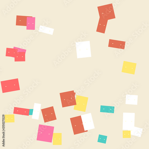 Obraz na plátně Abstract scattered colorful geometric rectangles and shapes on pastel beige back