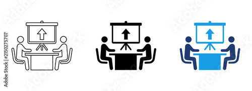 Business Presentation and Training Meeting Icon Set  Vector Illustration