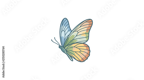 Colorful butterfly illustration with delicate wings and antennae.