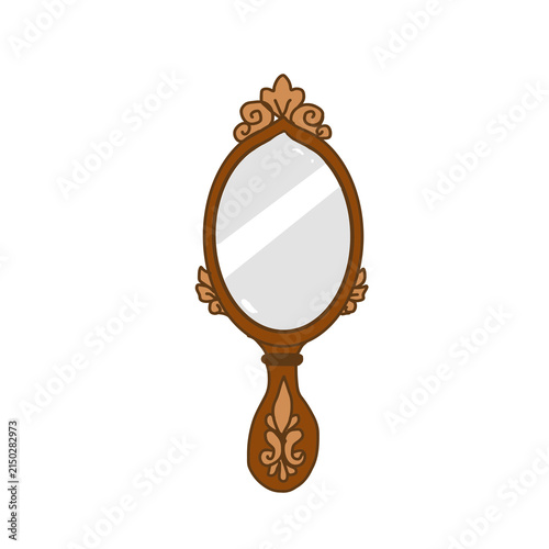 Foto vintage hand mirror cartoon illustration isolated on transparent  background