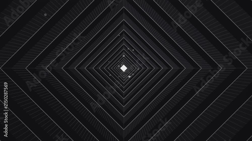 Geometric rhombus tunnel animation with deep dark perspective lines creating a smooth rhythmic motion video loop