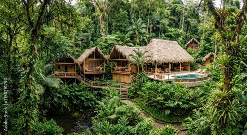 Secluded Eco Lodge Nestled Within a Lush Tropical Rainforest