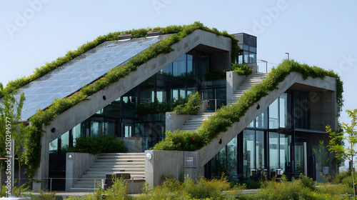 Eco-friendly architecture background with sustainable design elements.