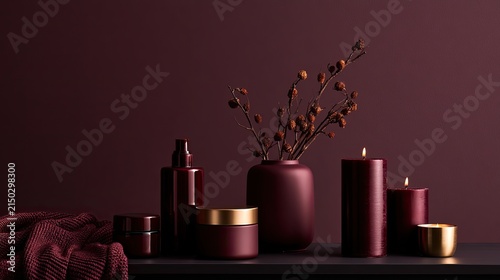 Rich, dark ambiance with warm candlelight and dried botanicals
